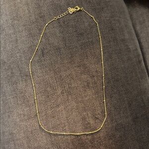 Delicate Gold Tone Station Chain Necklace - Women Jewelry